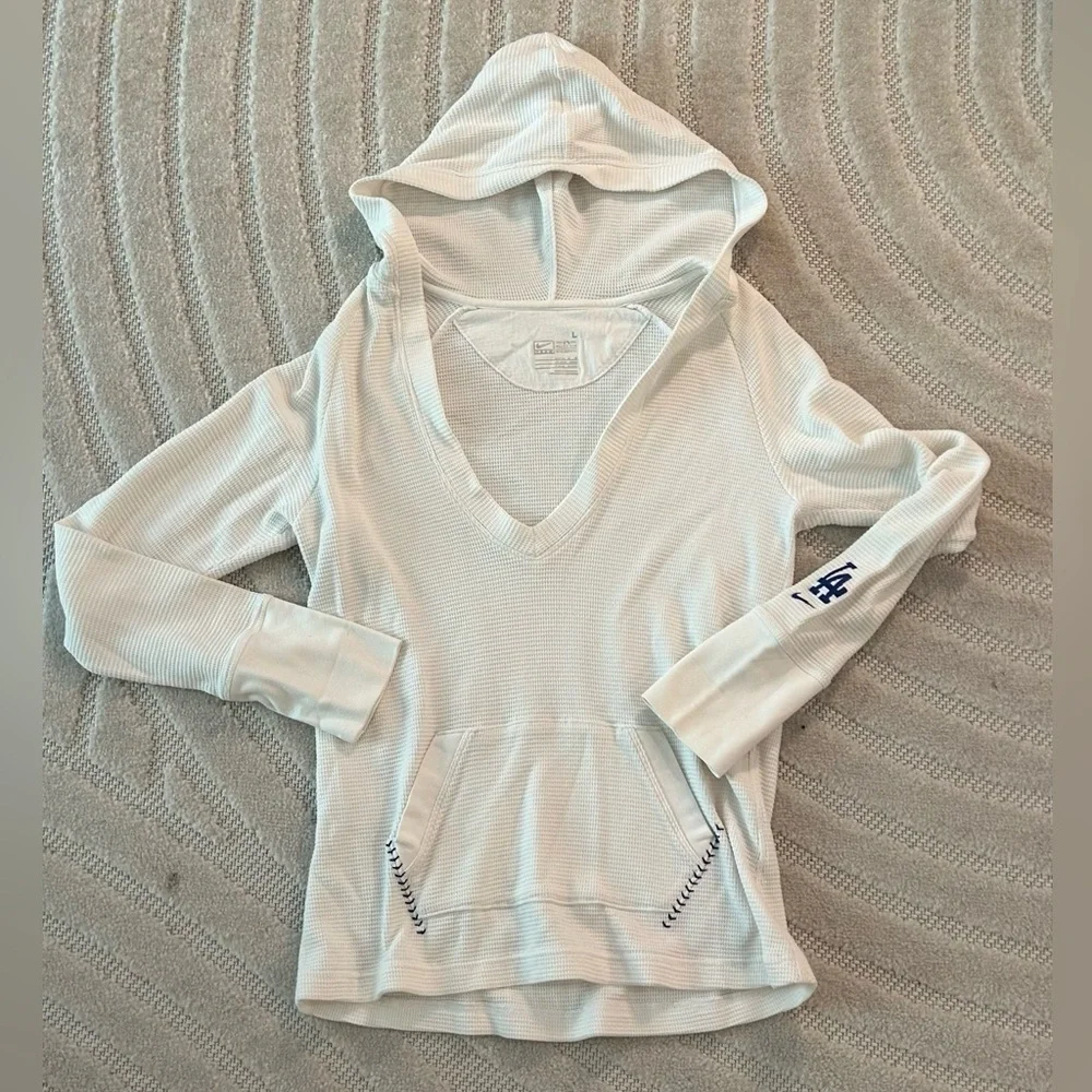 Vintage Y2K Nike Team MLB Los Angeles Dodgers Waffle Knit V-Neck Hoodie - L